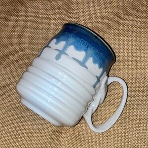 Roscher Blue and White Drip Glazed Stoneware Coffee Mug